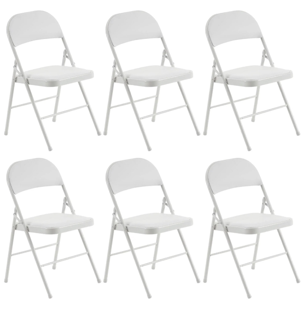 Furnibear 6 Pack Folding Chairs, Leather Padded Cushion Chairs with Comfortable Cushion and Stainless Steel Frame for Home and Office, for Indoor and Outdoor Events