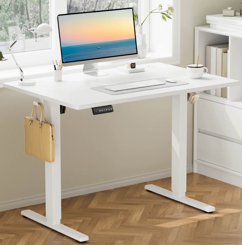 CONCETTA Electric Standing Desk Height-adjustable Desk - 40 x 24 inch Desk Workstation for Home Office, White