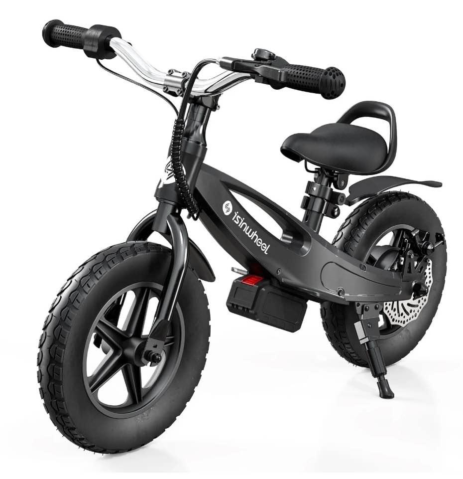 iSinwheel SK12 Electric Balance Bike for Kids, 150W for 3-6 age, Two Speed up to 6.2 mph Motorcycle , 12 inch Pneumatic Tire with Dual Brake for Boys and Girls Black