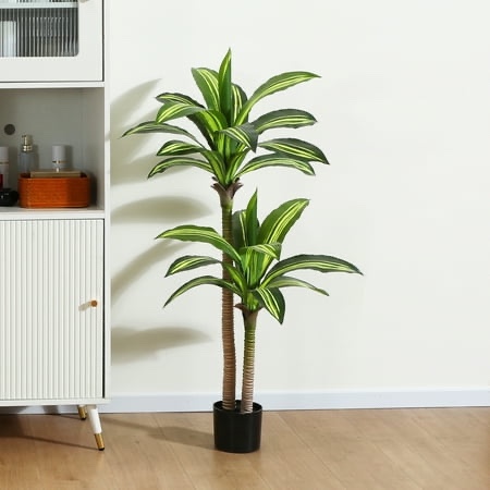 Artificial Plants 4ft Dracaena Tree Faux Plants Indoor Outdoor Decor Fake Tree in Pot Slik Plants for Home Decor Office Living Room Porch Patio Perfe