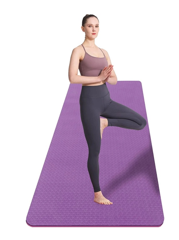 UMINEUX Extra Wide Yoga Mat 1/4" Thickness TPE Yoga Mats Non Slip, Purple