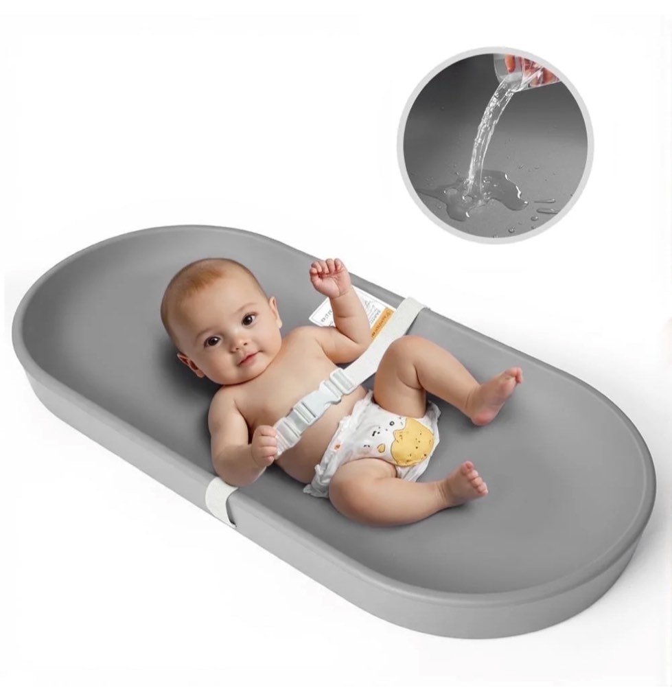 Baby Changing Pad, Caveen Lightweight and Portable Changing Station for Diaper Change and Dresser, with Safety Restraint Belt, Waterproof ,Grey
