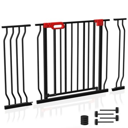 Wisairt Extra Wide Metal Baby Gate for Stairway and Hallway for Baby Toddler Age Group 6 to 24 Months(Black)