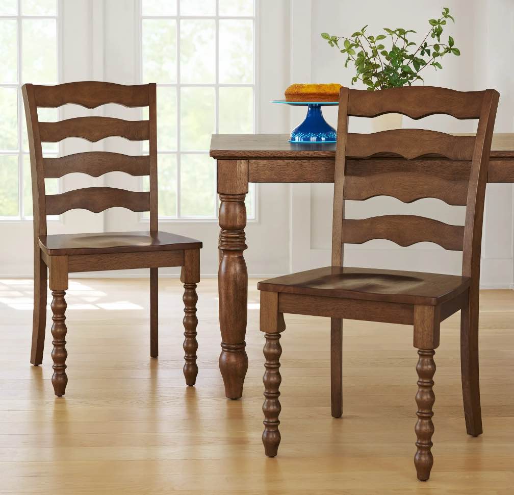 Pioneer Woman Harper Solid Wood Dining Chairs, 2 Pack, Homestead Brown