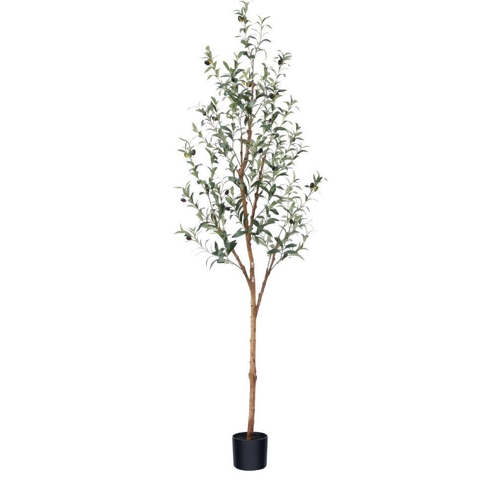 DR.Planzen 6ft Artificial Olive Tree Indoor, Tall Faux Olive Tree, Artificial Plants with Natural Wood Trunk and Lifelike Fruits for Home Office Decor