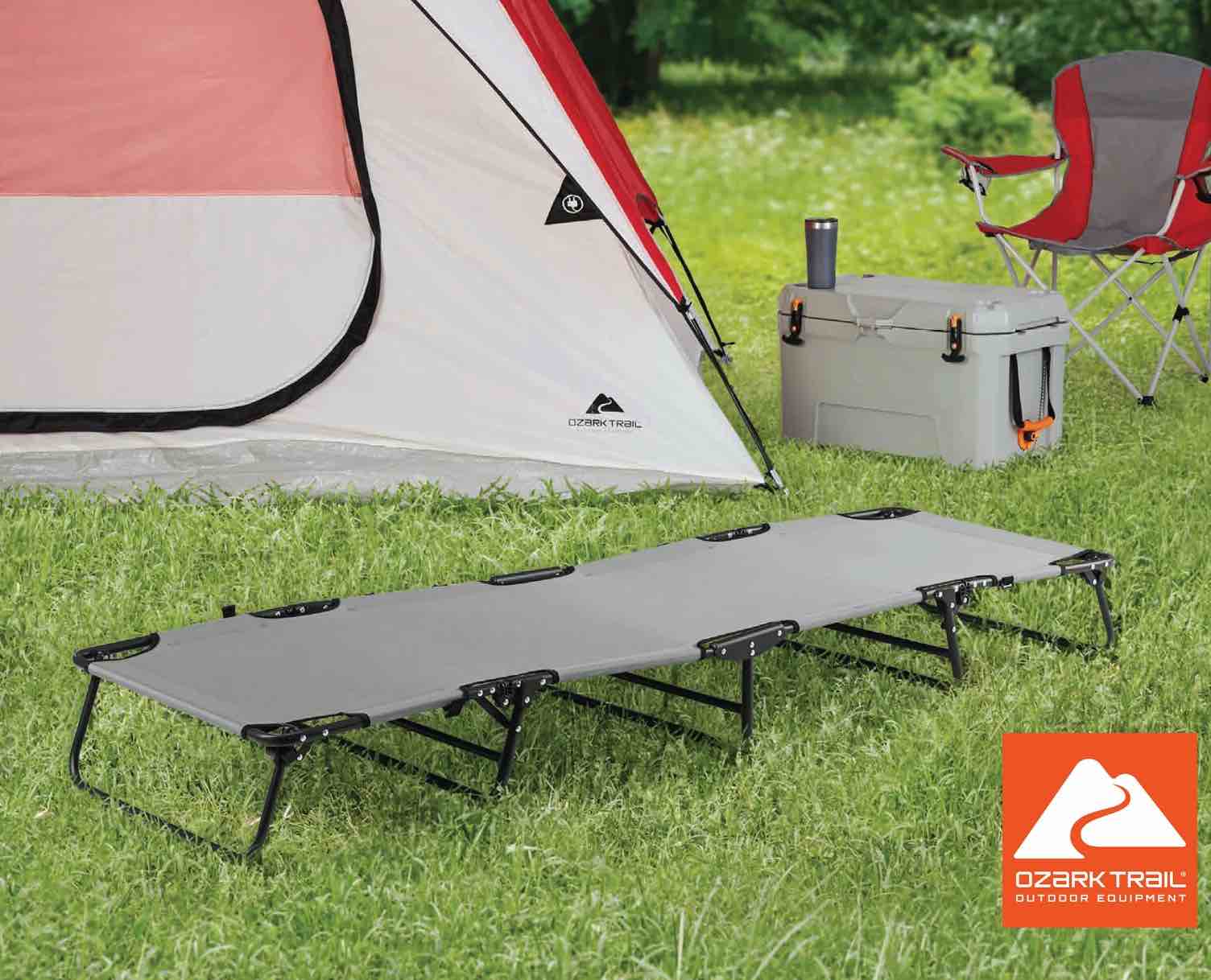 Ozark Trail Camping Folding with Easy Setup Cot  Gray Color  Adult  Open Size 75.6 in x 25 in x 8.46in