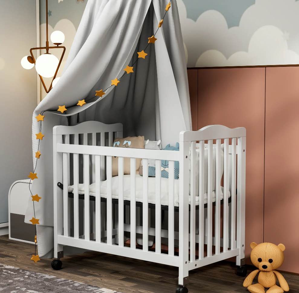 Fizzy Baby Mini Crib with 3 Position  White