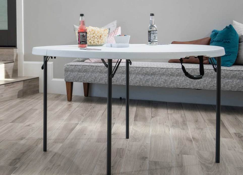 Lifetime 48" Round Fold-In-Half Table, White Granite