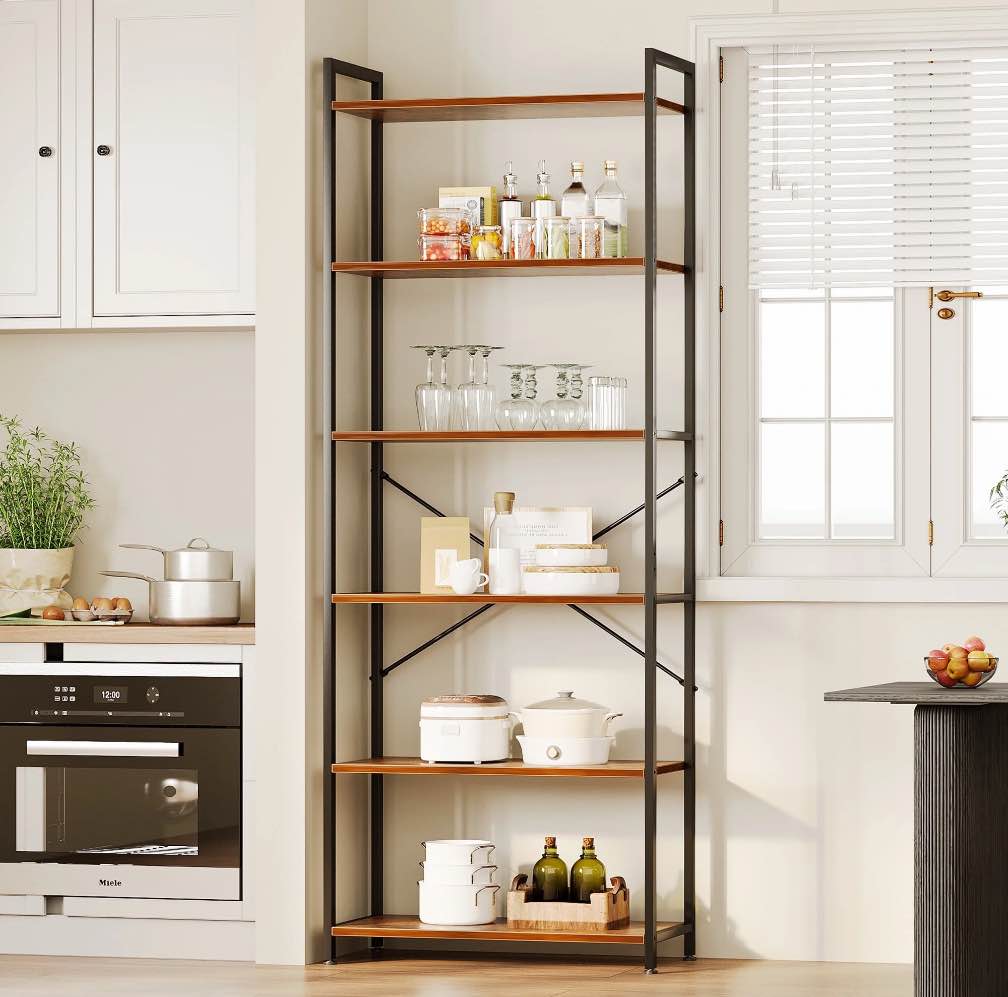 Casacomoda 6-Tier Tall Bookshelf, Large Bookcase with Steel Frame, Deep Book Shelf for Living Room, Home Office, Study, Industrial Style, Vintage