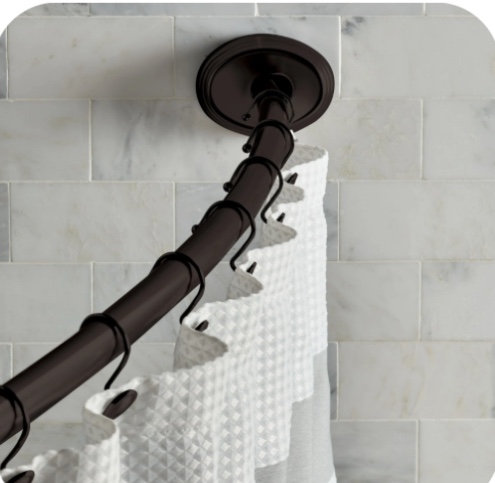 better homes & gardens dual mount no rust 50” to 72” adjustable curved shower curtain rod, black