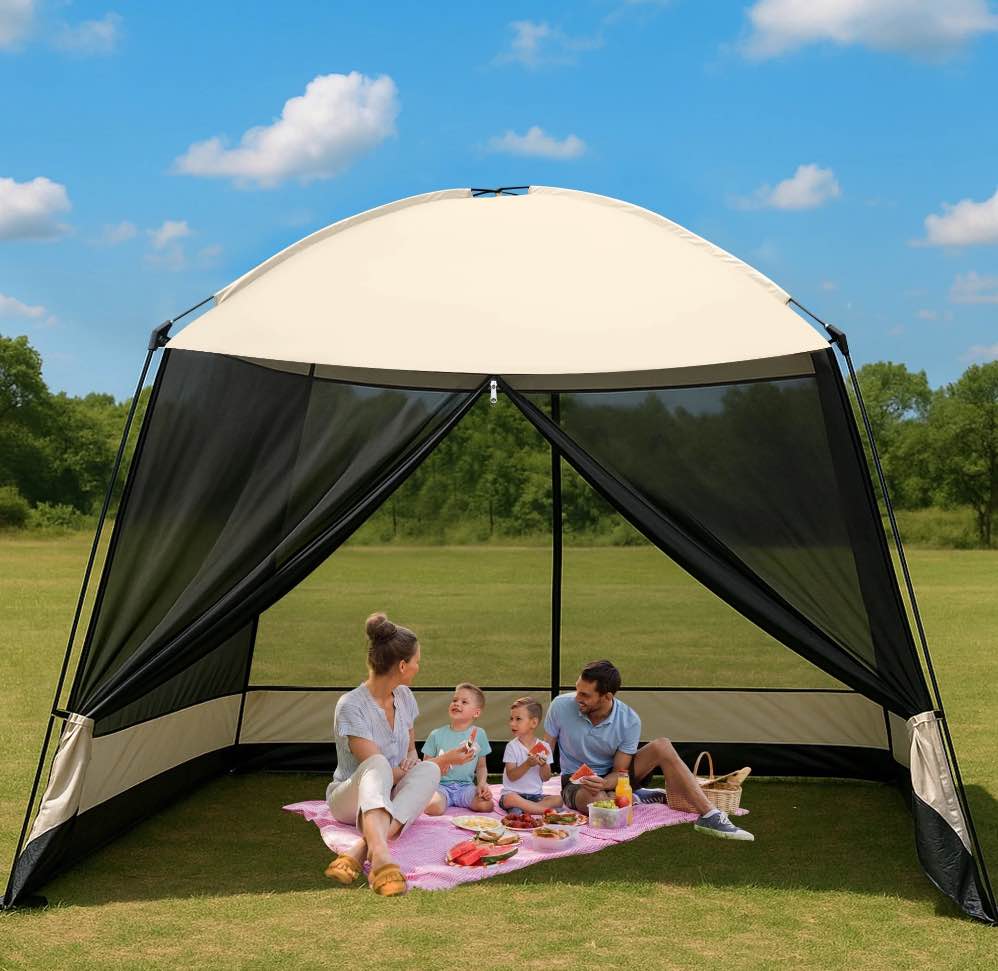 screen house room, gvdv 11x11 ft mesh net screen tent canopy, easy setup & waterproof & sunshade, suitable for camping trip, beach, picnic