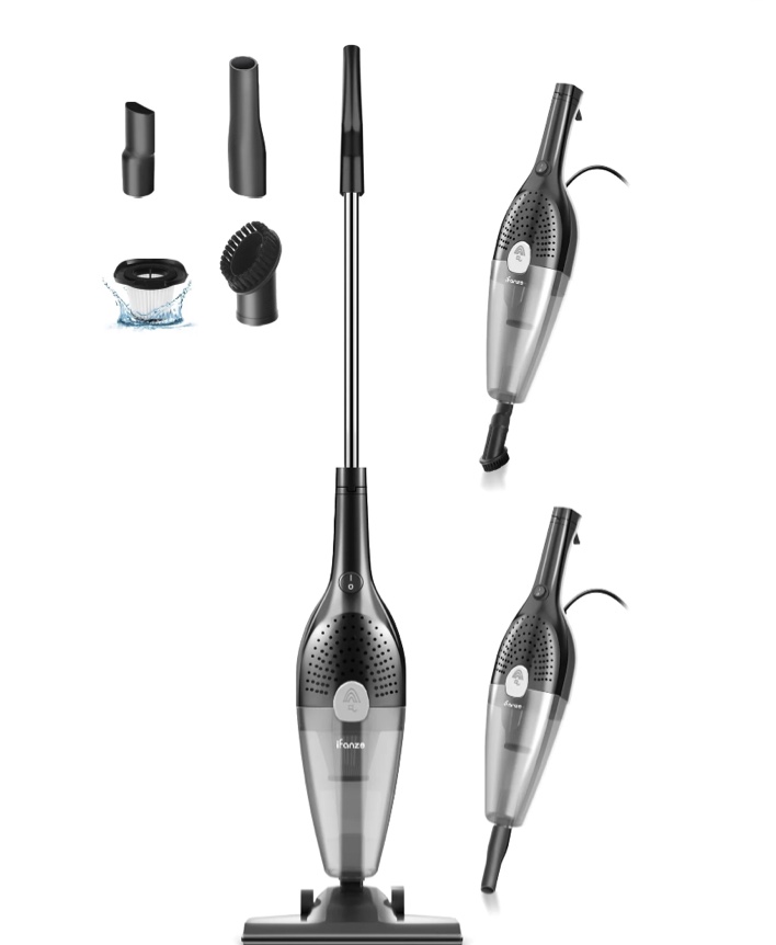 qunler 25kpa corded stick vacuum cleaner with powerful suction, 3-in-1 lightweight handheld vacuum cleaner for home carpet pet hair, black grey, br602