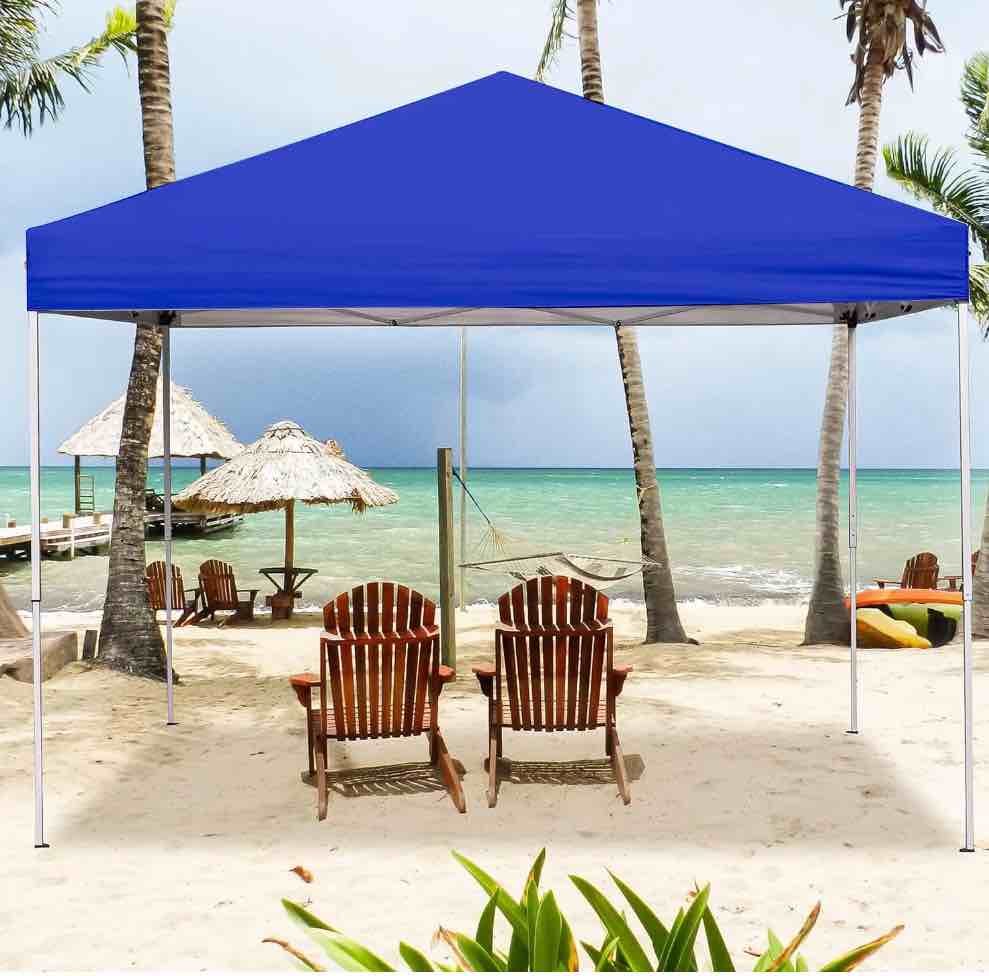 GVDV Canopy Tent, 10x10 ft Easy Pop up Outdoor Canopy Tent, Portable Straight Leg Gazebo Instant Canopy, Blue