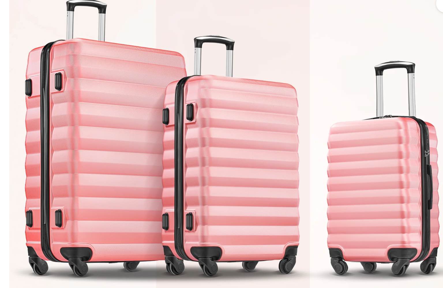 Luggage Sets  Hard 20 24 28 inch Luggage with 6 Pieces Organize Bags Travel Suitcases Sets with Wheels  Pink
