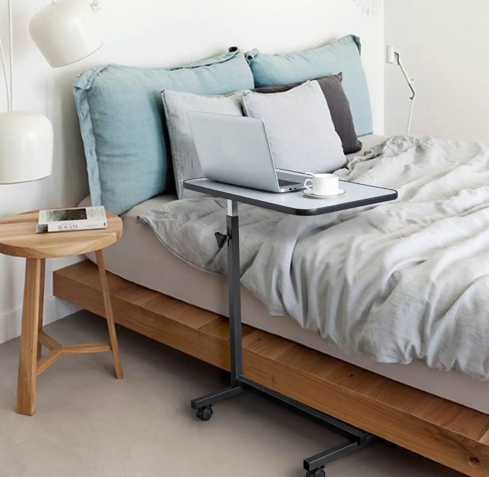 Ktaxon Adjustable Overbed Bedside Table Lap Desk with Wheels for Home Office, Gr