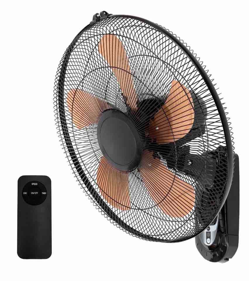 Wall Mount Fan 20 Inch with Remote, 3-speed Wall Oscillating Quiet Fan with 5 Metal Blades, Adjustable Tilt and Timing, High Velocity Fans for Bedroom, Gym, Office, Warehouse, Garage, Gold