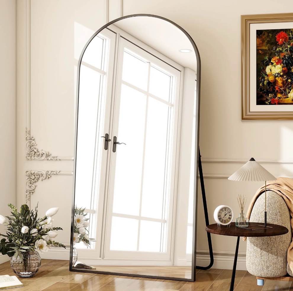 BEAUTYPEAK 77"x39" Arch Full Length Mirror Oversized Floor Mirrors for Standing Leaning, Black