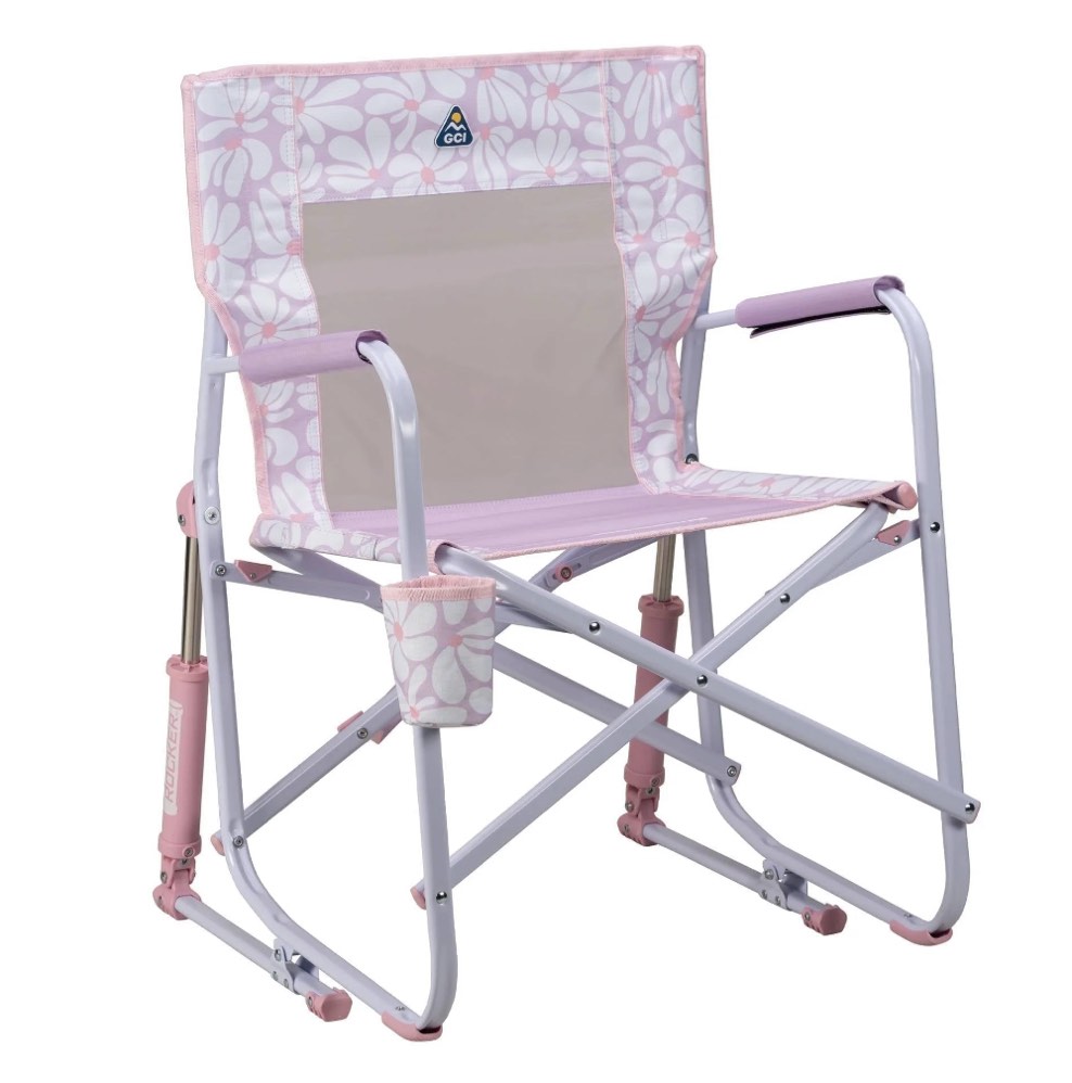 GCI Outdoor Freestyle Rocker Foldable Rocking Camp Chair, Purple Floral