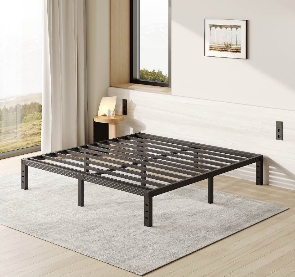 FSCHOS 12 Inch King Size Bed Frame, Heavy Duty Metal Platform, No Box Spring Needed, Easy Assembly, Black