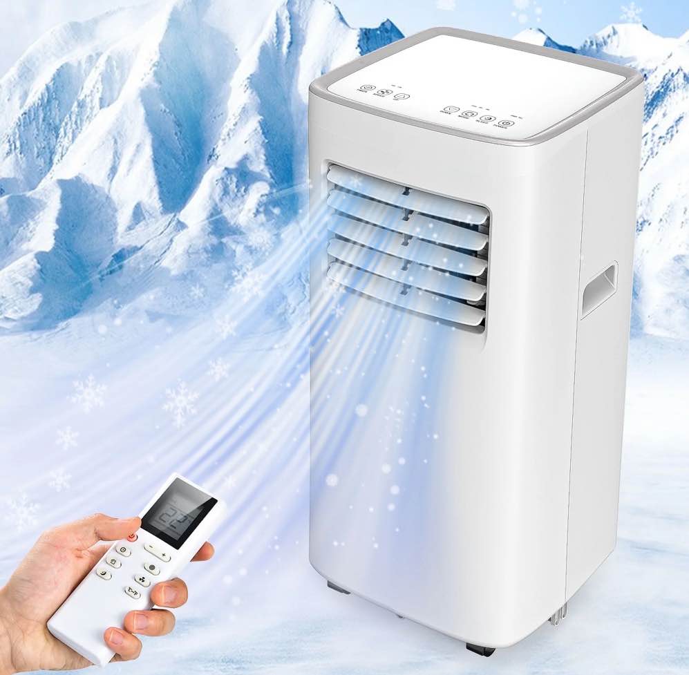 Tolsprint White 8500 BTU Portable Air Conditioner,Air Conditioner Up Cooling Range to 360 Sq.ft,3 in 1 with Remote Control,Sleep Mode, Windows Kit
