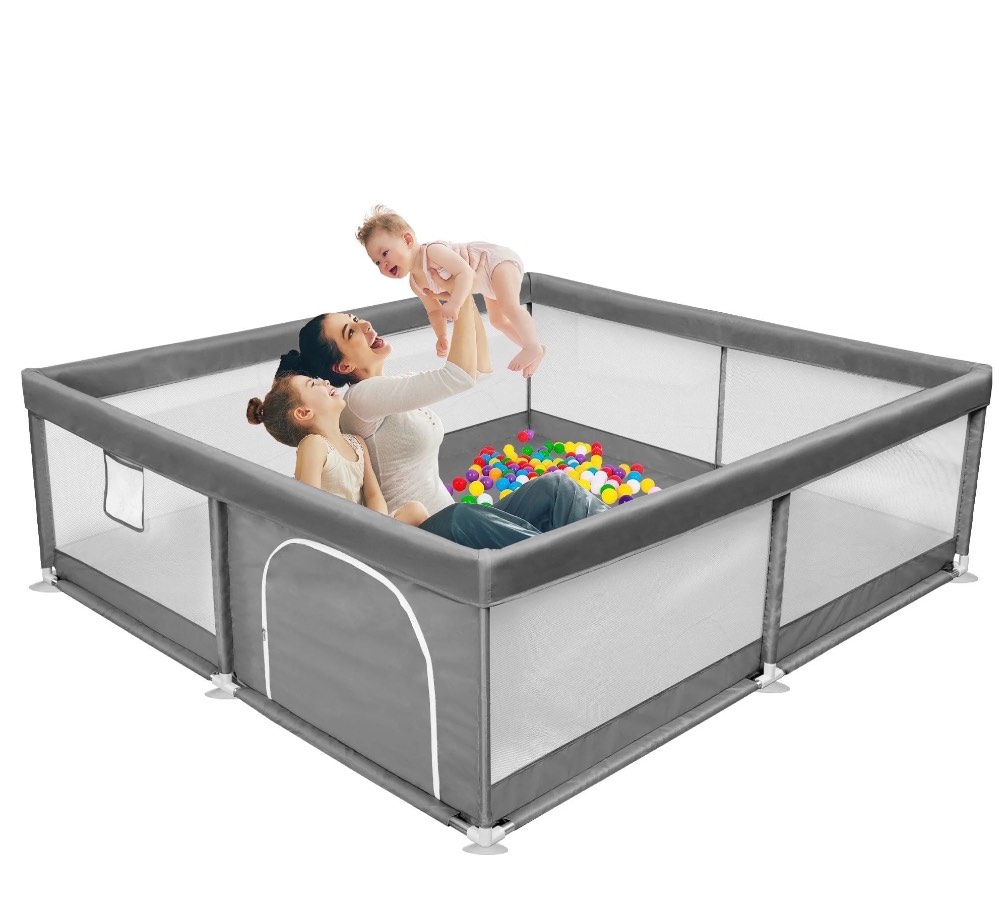 Babyeap Baby Playpen Large Play Yard Fence for Toddlers,71"x50" Dark Gray