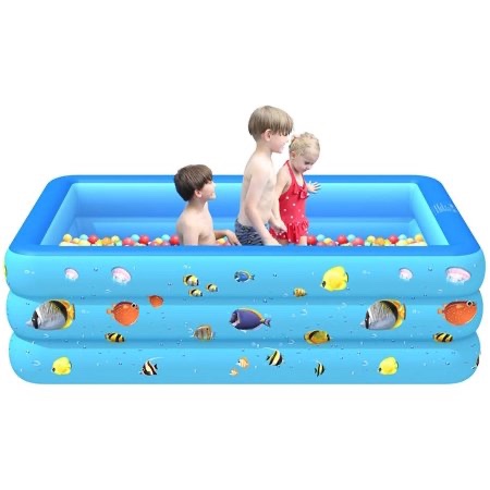 Inflatable Pool, Durable Thickened Blow up Kiddie Pool for Kids, Toddlers and Adults, BPA-Free Family Swimming Pool, 6.9 x 5 x 1.8 ft, Blue