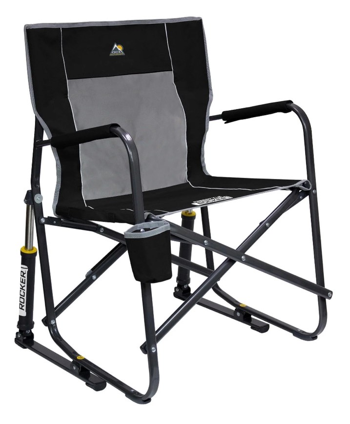 gci outdoor freestyle rocker foldable rocking camp chair, dark gray 