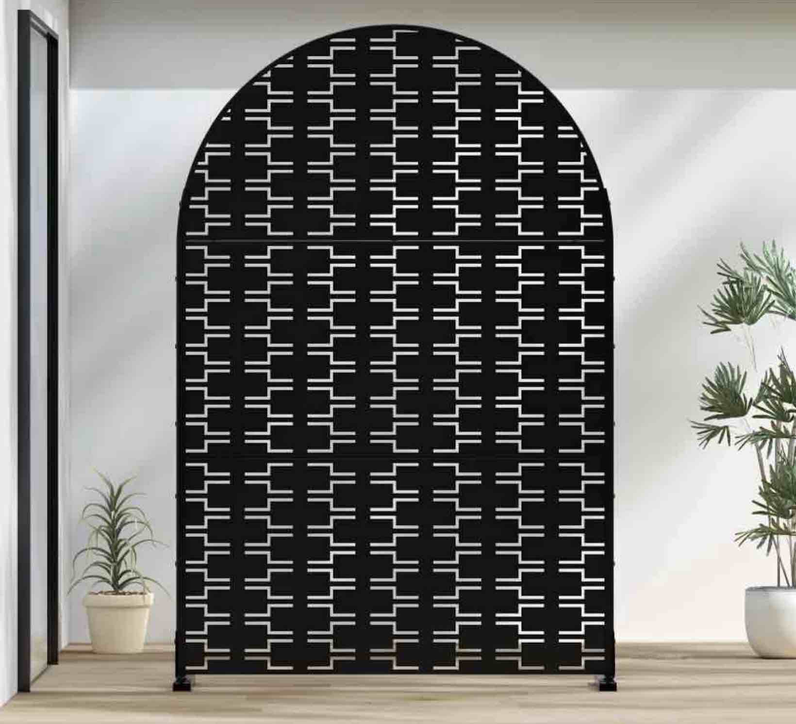 72"x47"x16" outdoor privacy screen with stand metal balcony decorative screen,black