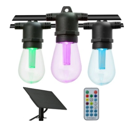 Westinghouse 36' Solar Powered LED Color Changing String Light Set, 15 Bulbs with Remote Control