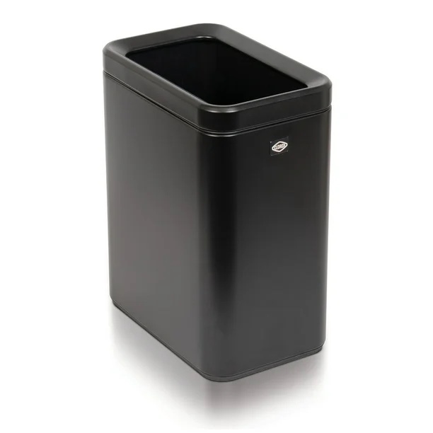 clorox slim open top anti-microbial odor protection 2.6 gallon stainless steel trash can - black