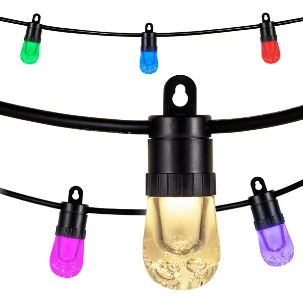 ecoscapes by enbrighten 24' outdoor wi-fi color-changing led café string lights, 12 bulbs