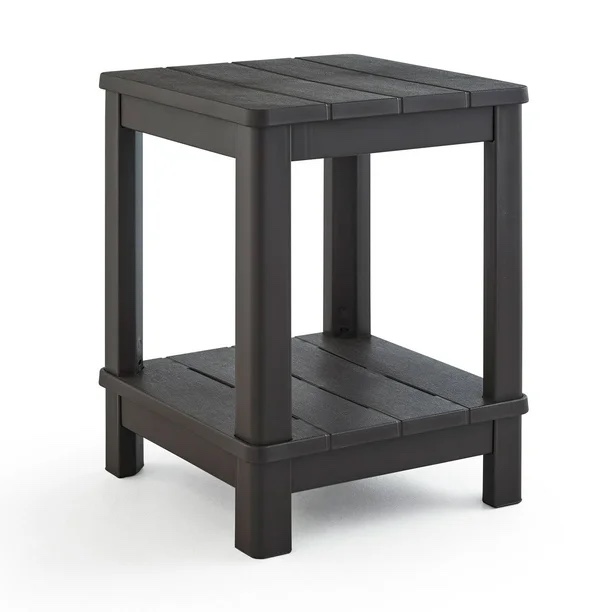Keter Deluxe Side Table with Shelf, brown 