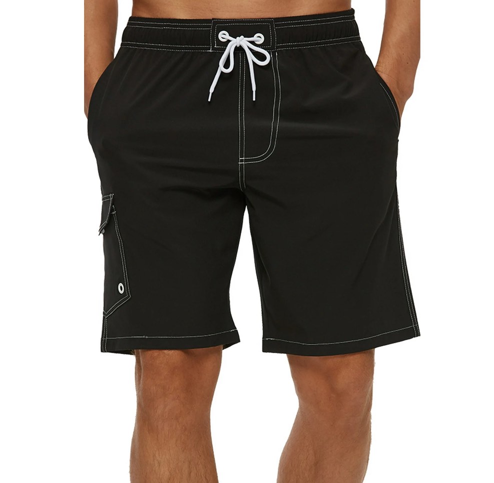 Tyhengta Men's Quick Dry Swim Trunks Mesh Lining Beach Board Shorts with Pockets Black 3XL