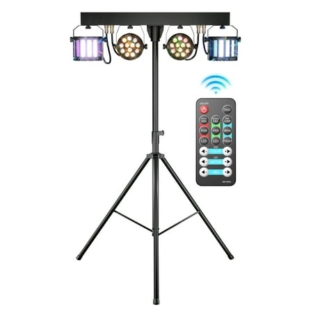DJ Lights with Stand, 24PCS+8PCS RGBW Party Bar Light Set,Sound Activated LED Stage Lighting for Disco Wedding Halloween Christmas