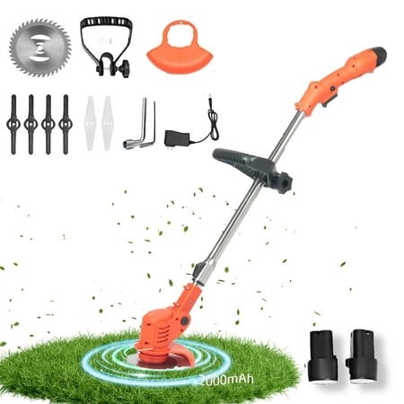 Weed Wacker Cordless Weed Eater, 1500mAh Edger Lawn Tool w/ 2 Battery,3 Blade - String Trimmer for Yard and Garden