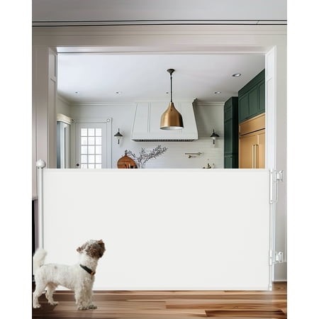 Ophanie Retractable Baby Safety Gate,Mesh Pet Gate 33" Tall, Extends to 55" Wide, Indoor & Outdoor Gates for stair,White