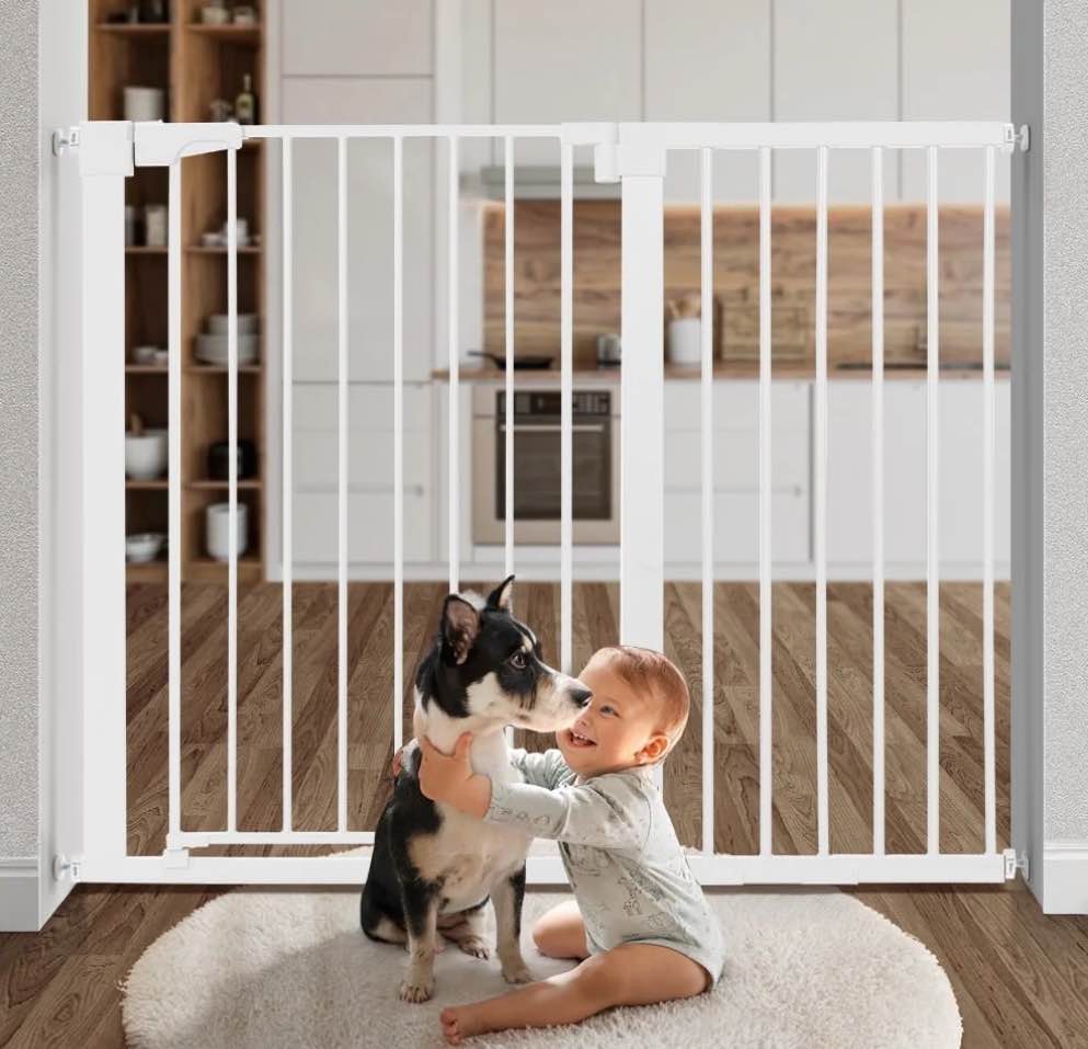 baby safety gate, extra tall 36 inch ,wide 29.5"to 48.8" baby gate for stairs and doorway,gate for ages 6 to 36 months,white