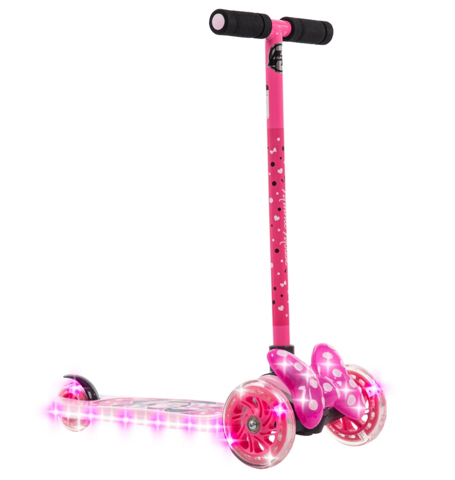 Huffy Disney Minnie Mouse Light-Up Toddler Scooter, 3-Wheel Design, Ages 3+, Pink