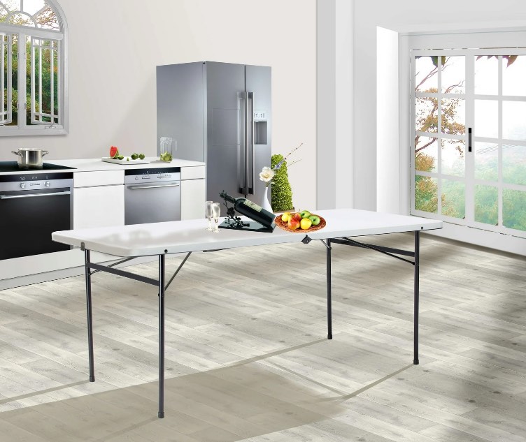 Mainstays 6 Foot Bi-Fold Plastic Folding Table, White