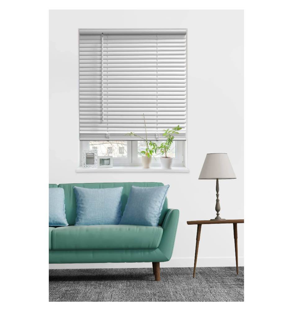 Mainstays 1" Cordless Vinyl Room Darkening Horizontal Mini Blinds, White, 34"W x 48"L