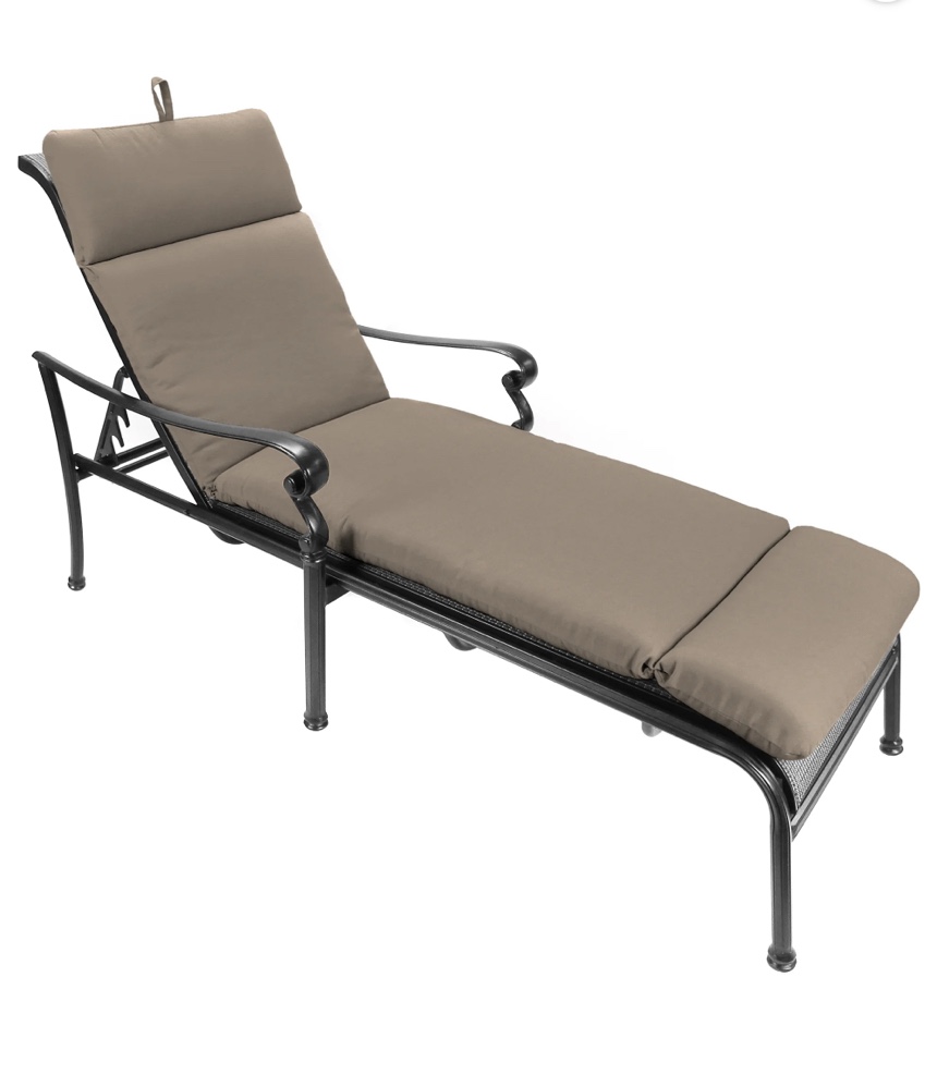 Jordan Manufacturing Sunbrella 74" x 22" Cast Shale Taupe Solid Rectangular Outdoor Chaise Lounge Cushion with Ties and Hanger Loop
