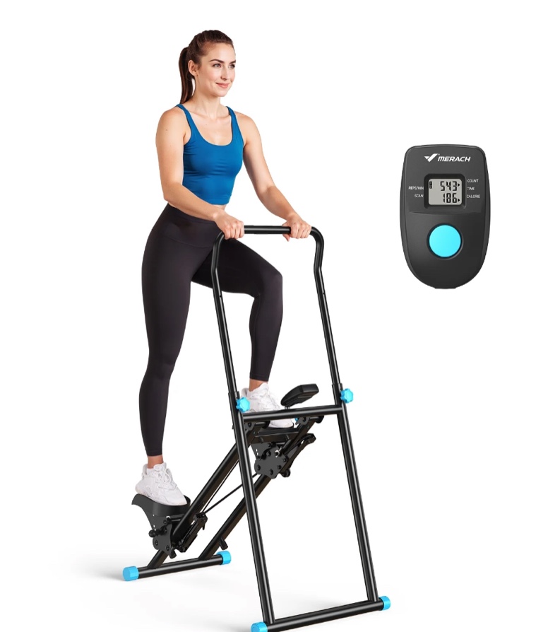 merach stair stepper for home compact foldable vertical climber - full-body workout stepper, home gym cardio exercise equipment