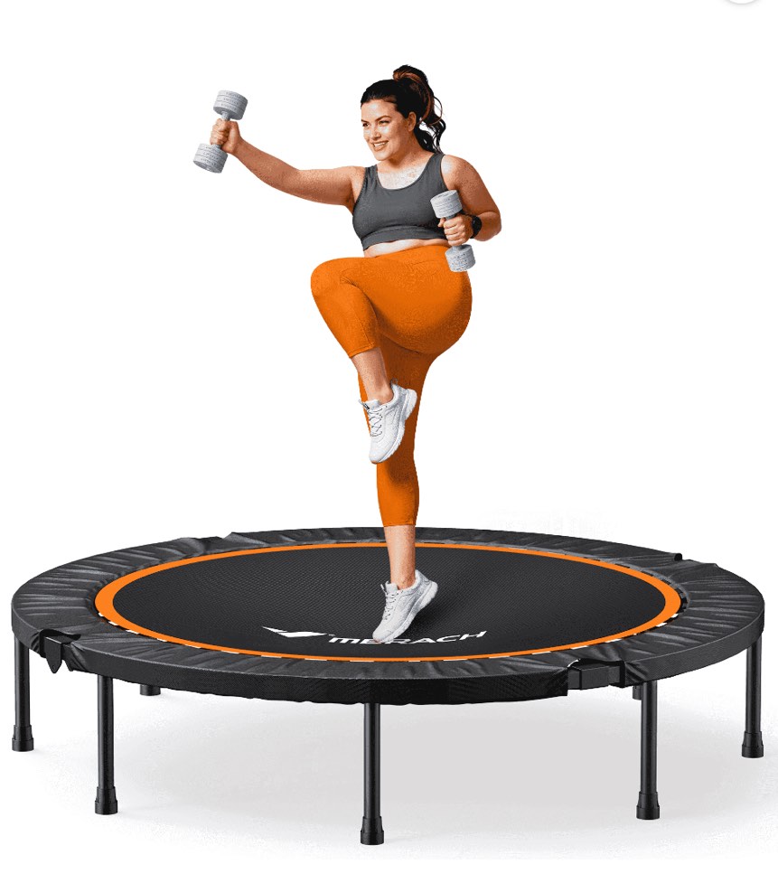 MERACH 48" Mini Trampoline for Adults & Kids, Indoor/Outdoor Rebounder Trampoline with Adjustable Handle, 330LBS Weight Capacity, Compact Fitness Exercise Trampoline