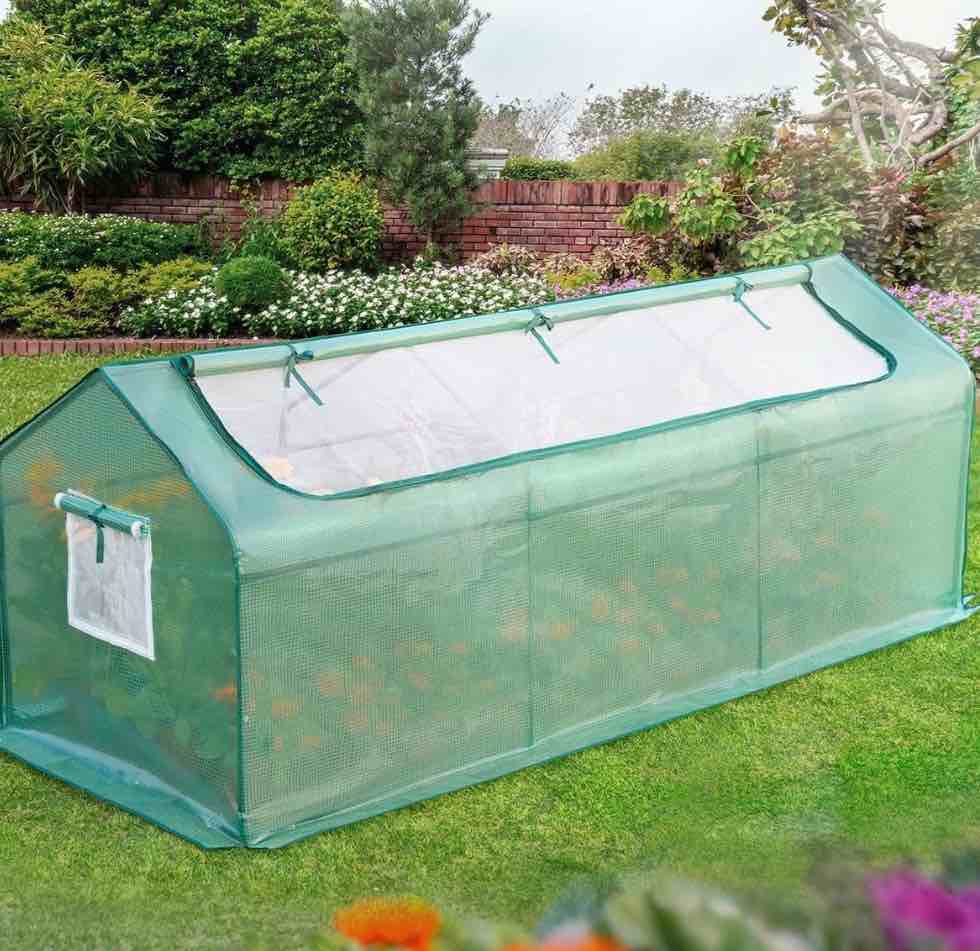 Quictent Mini Greenhouse 95"W x 36"D x 36"H, Garden Planter Hot house Portable Green house with 2 Meshed Windows & Large U-Shaped Zipper Screen Door (Green)