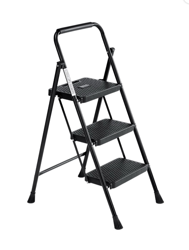 MCQ 3 Step Ladder, Lightweight Folding Step Stool, Anti-Slip Pedal, Portable, 800lbs Capacity