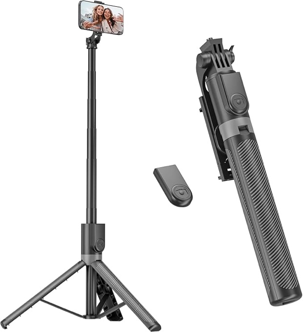 Phone Tripod & Selfie Stick, Portable All in One Extendable Cell Phone Tripod Stand, with Wireless Remote Control for iPhone/Samsung/Android/Camera