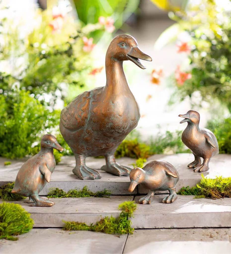 Hulme Duck Family with Mother and Three Babies Garden Statuary