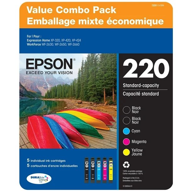 Epson T220 Series Ink (2 Black, 3 Color)