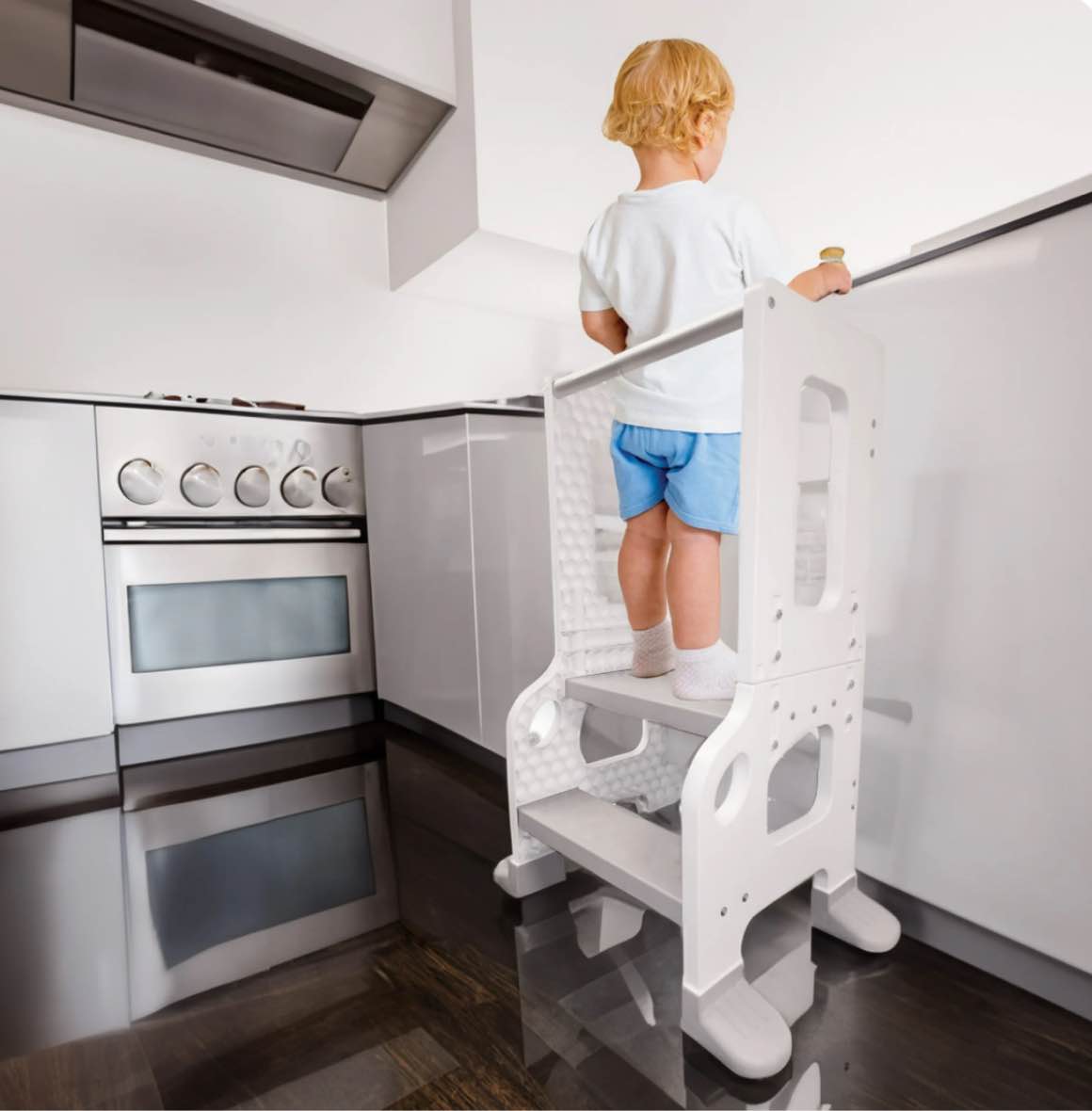 CORE PACIFIC Kitchen Buddy 2-in-1 Stool for Ages 1-3 safe up to 100 lbs.