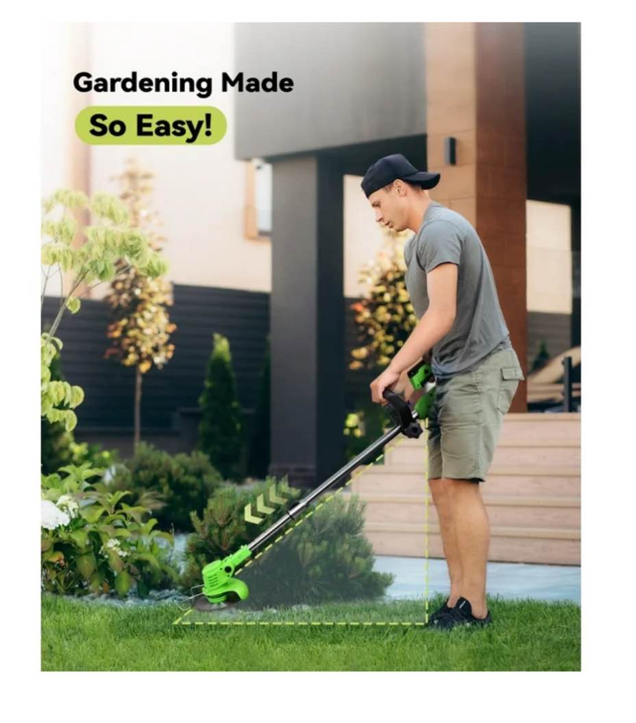 YAHHU Cordless Weed Wacker Battery Powered 21V - Trimmer, Edger, and Mower with Multiple Blades for Garden